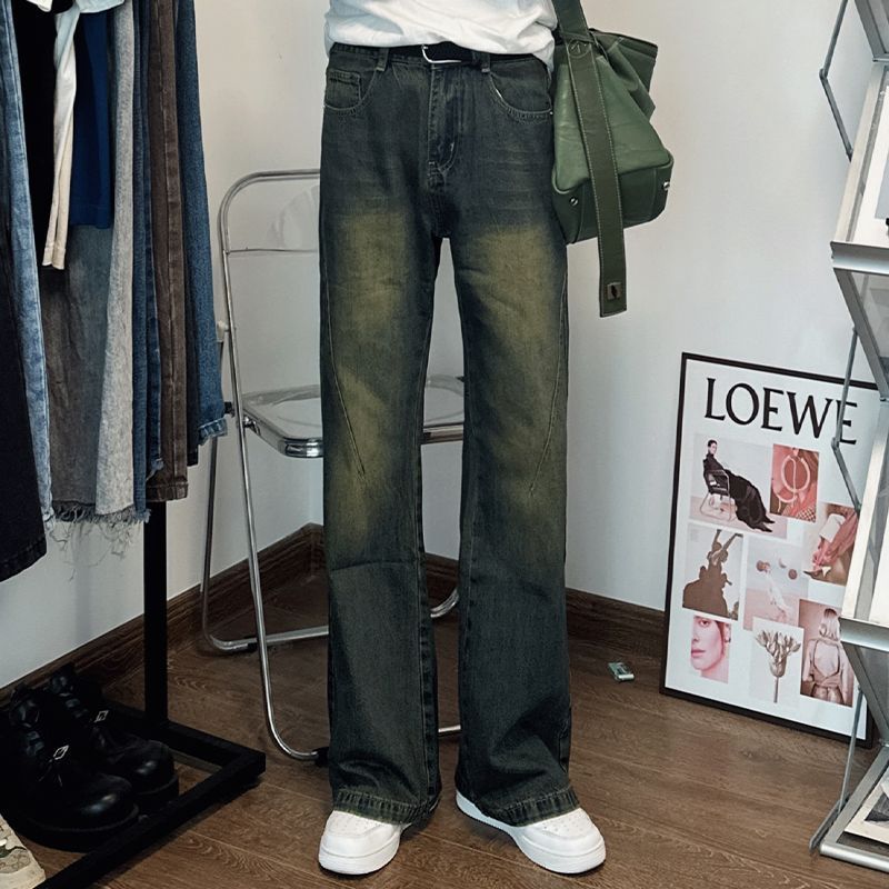 美式高街设计感复古垂感宽松牛仔裤男女秋季水洗做旧直筒宽松长裤