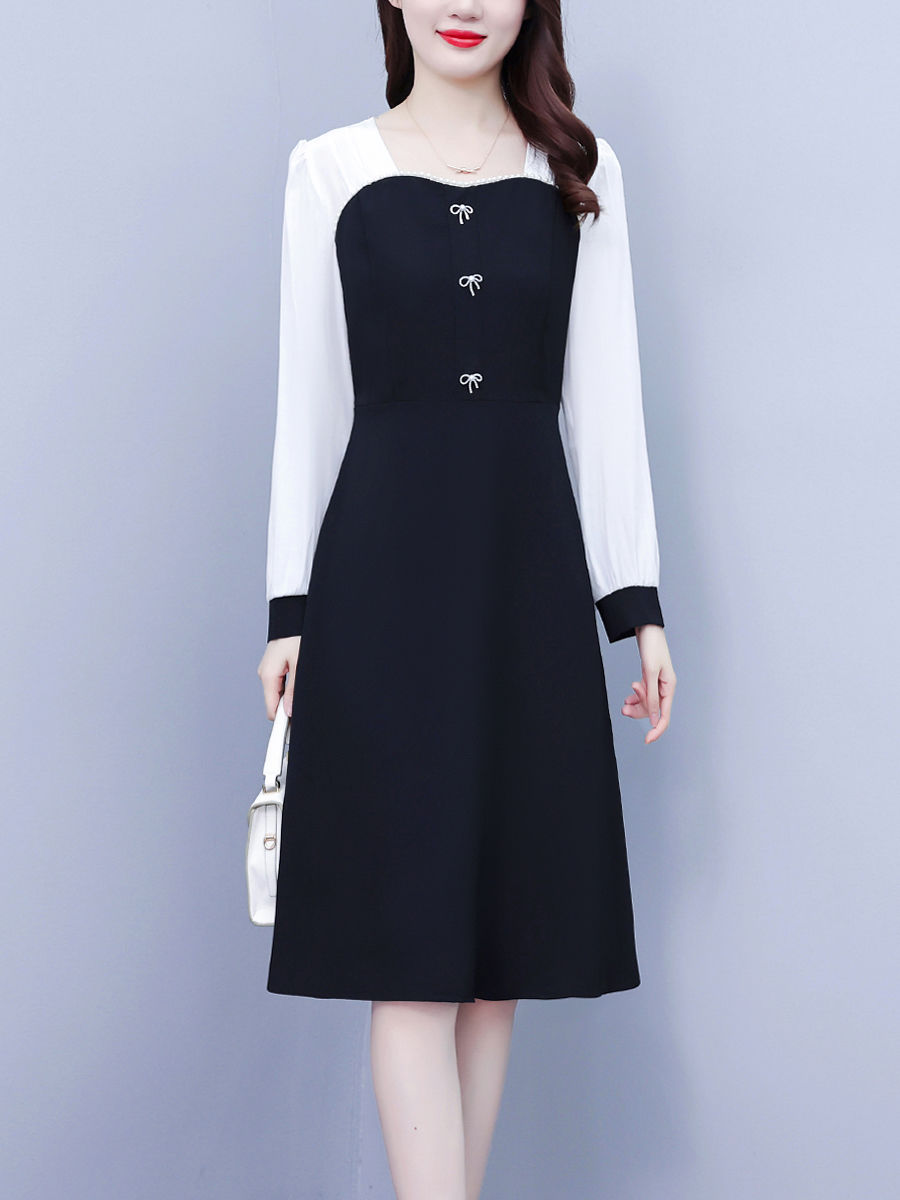高檔長袖連衣裙女2023新款秋季大碼胖mm遮肉顯瘦高級名媛氣質裙子