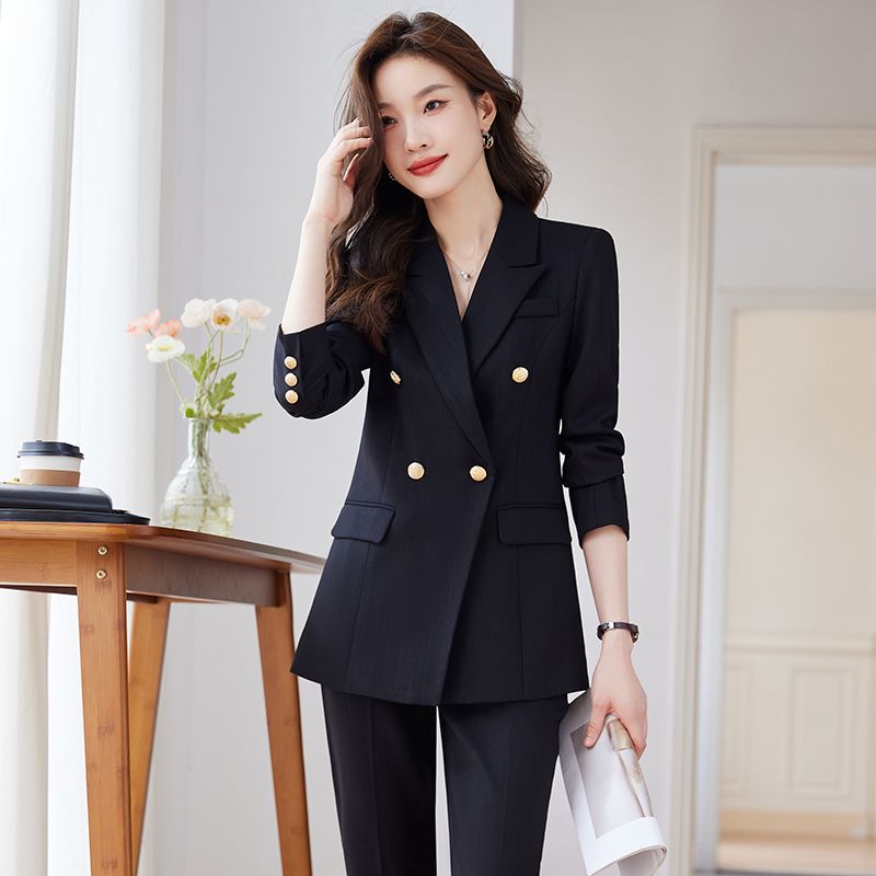 Blue suit jacket for women spring and autumn new temperament goddess style interview formal wear professional suit work clothes suit
