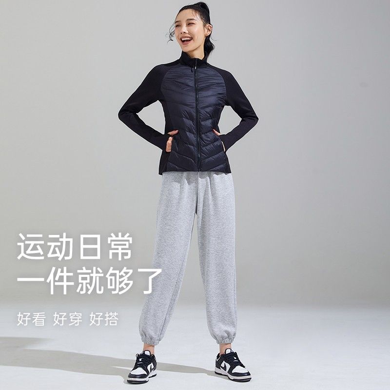 运动羽绒服女冬季2023新款防风轻薄立领保暖健身服外穿运动外套女