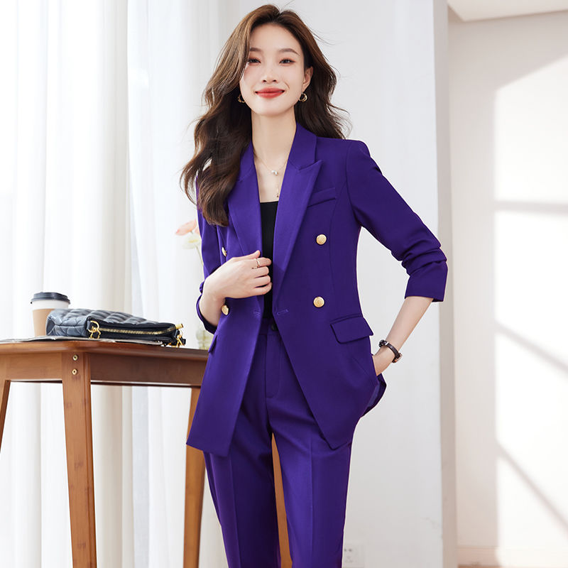 Blue suit jacket for women spring and autumn new temperament goddess style interview formal wear professional suit work clothes suit