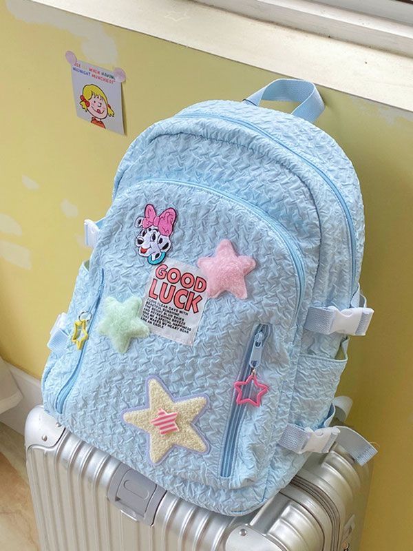 kakaの自製原創多巴胺kitty小狗星星雙肩包y2k淺藍薄荷綠紫粉書包