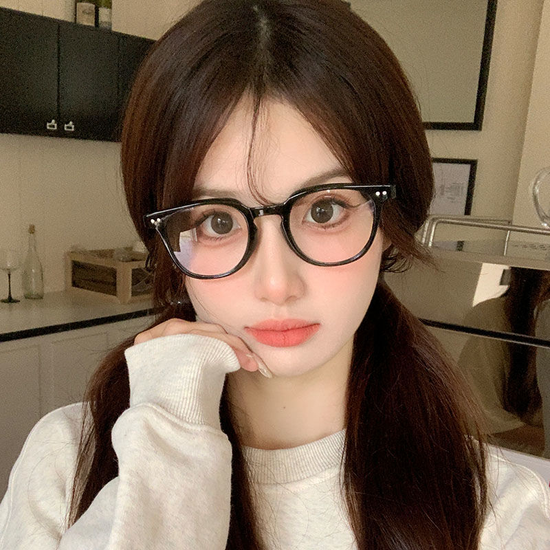 ins風素顏復古小圓框網紅黑框超輕眼鏡女韓版潮小臉可配近視鏡架