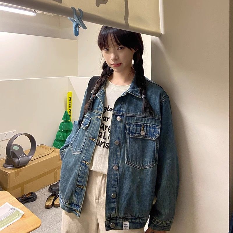 2023秋季新款復古牛仔外套女春秋韓版短款夾克百搭休閒學生上衣潮