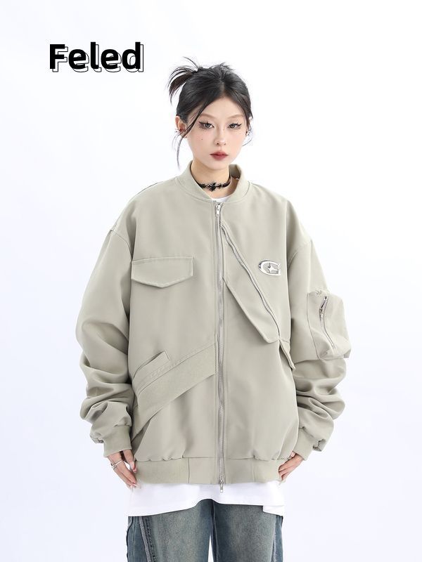 Feira Denton American street design flight suit jacket for men and women spring and autumn loose workwear trendy tops
