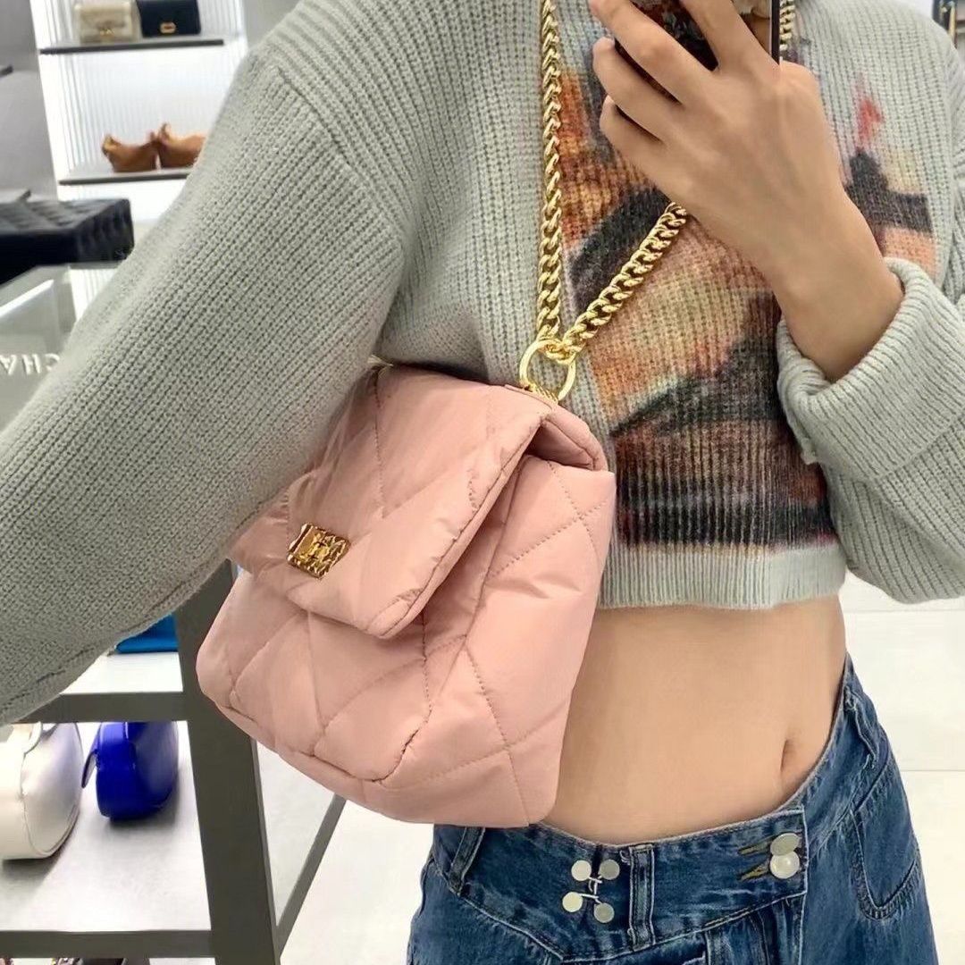 Official website authentic bags for women 2022 new style light and fashionable rhombus chain shoulder crossbody pillow armpit down bag