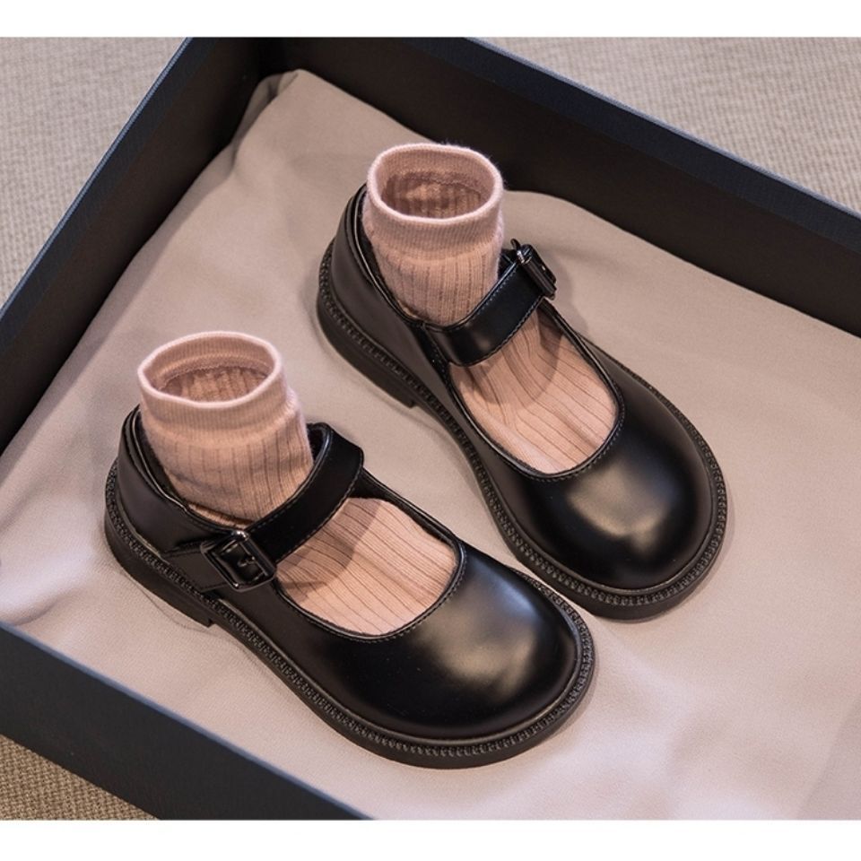 女童小皮鞋公主鞋2023年秋季新款黑色儿童软底学生洋气外穿单鞋女