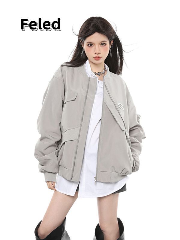 Feila Denton Workwear Baseball Uniform Jacket for Men and Women American Retro Hot Girl Loose Versatile Design Jacket Top