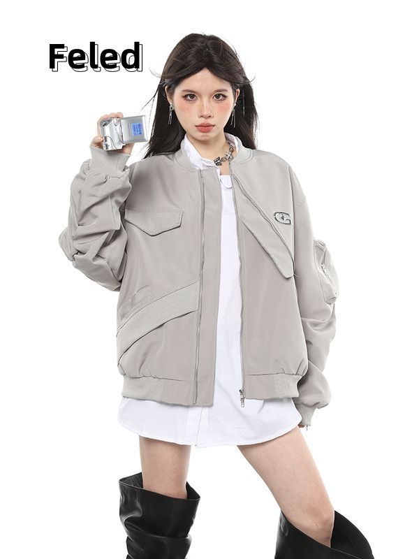 Feila Denton Workwear Baseball Uniform Jacket for Men and Women American Retro Hot Girl Loose Versatile Design Jacket Top