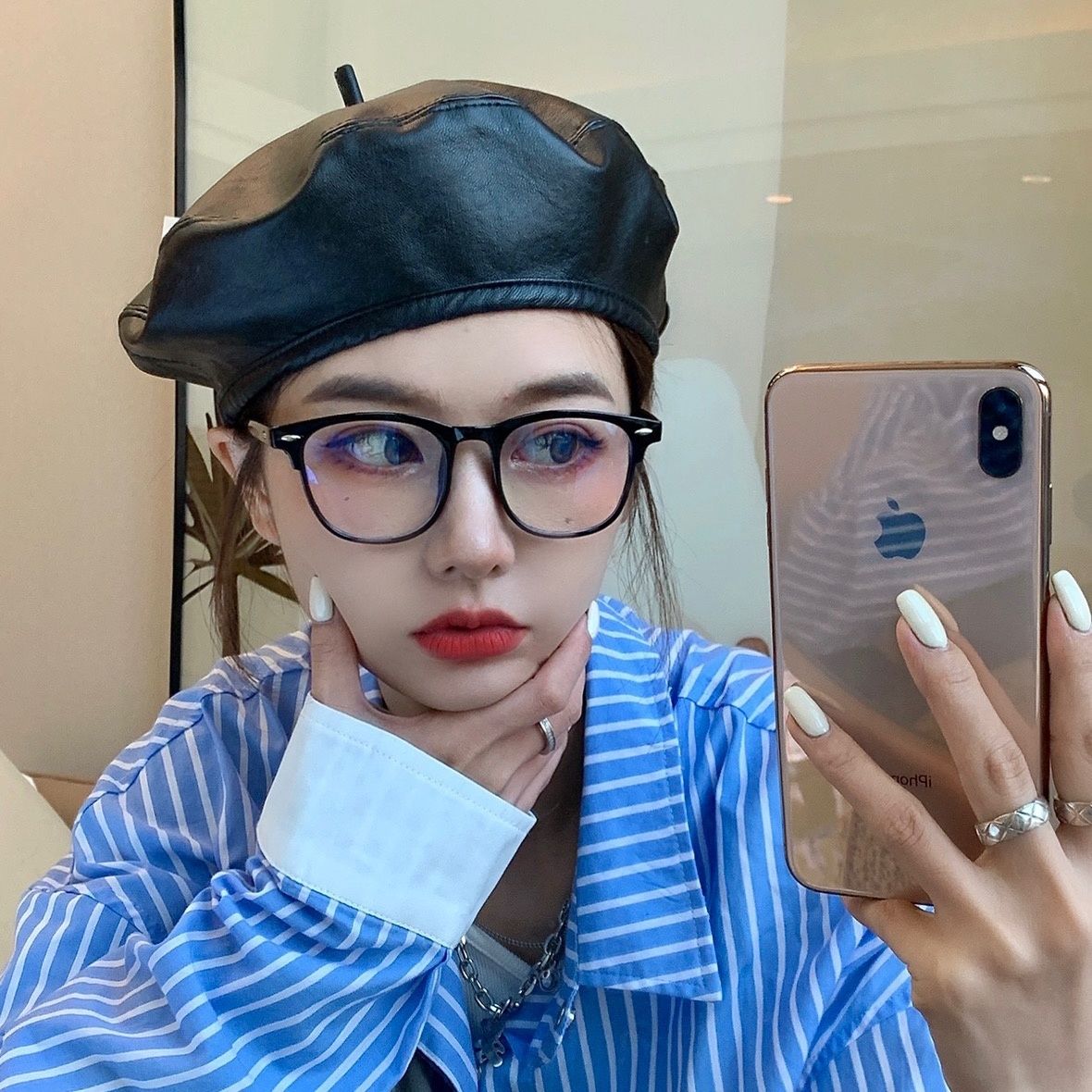 素顏黑色大框防藍光眼鏡女可配近視散光度數小臉平光鏡片眼睛鏡框