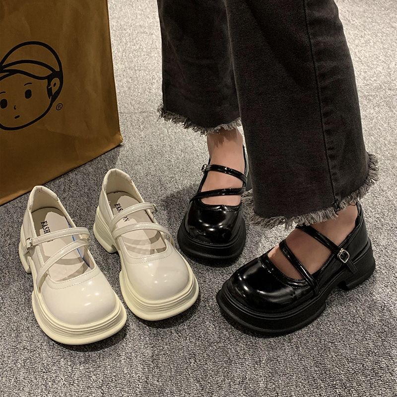 厚底學院英倫風jk小皮鞋女鞋子2023新款春瑪麗珍一腳蹬樂福鞋單鞋