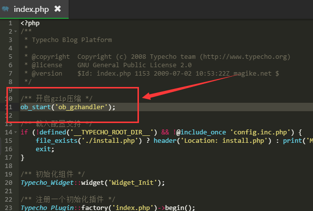 Typecho优化Gzip压缩技术