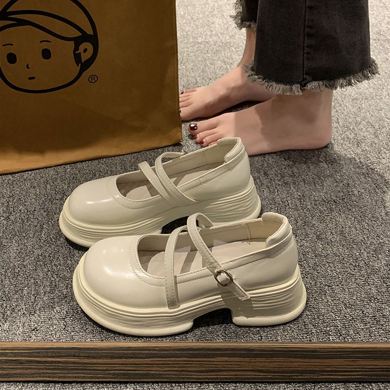 小皮鞋女款英倫風單鞋2023新款夏季春秋百搭厚底樂福鞋黑色女鞋子