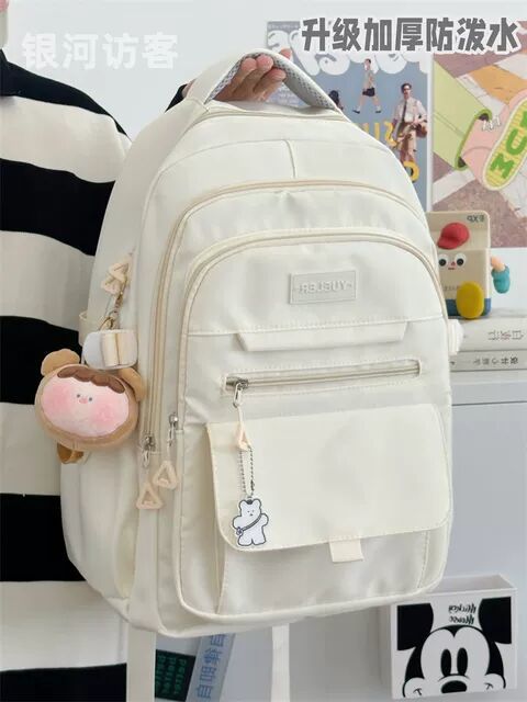 Good-looking Japanese junior high school bag with large capacity, female high school student niche backpack, simple and versatile computer back