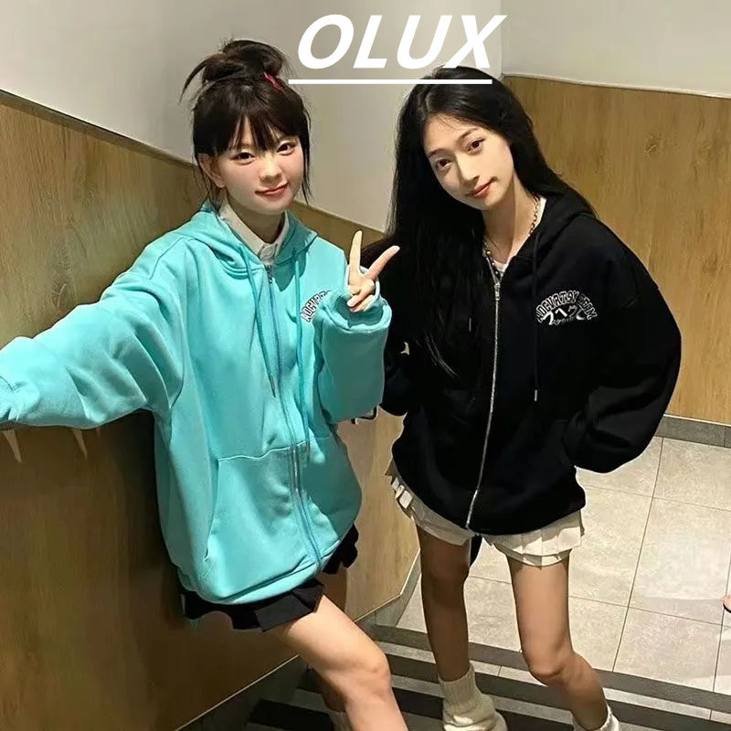 OLUX日系甜美動漫兔耳朵開衫衛衣2023秋季可愛卡通設計感百搭上衣