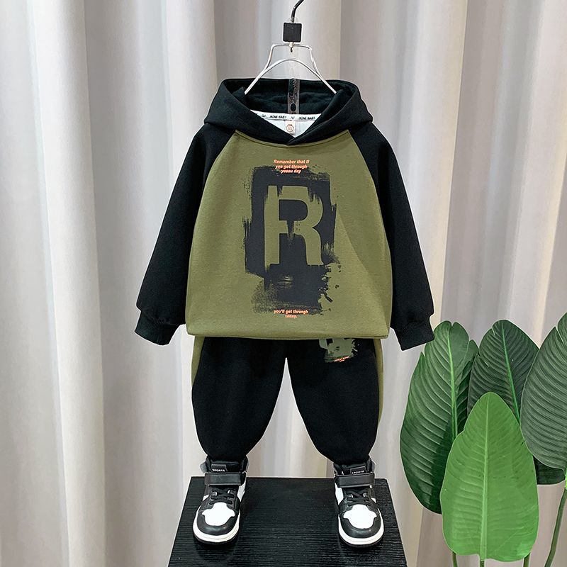 男童套裝春秋款2023新款兒童秋裝運動潮酷炸街秋裝衣服休閒兩件套
