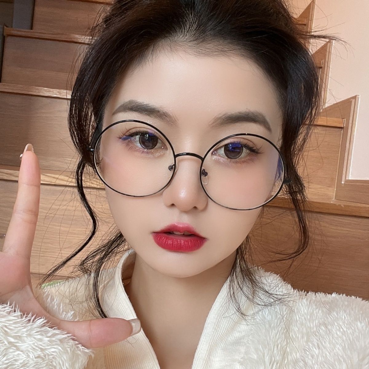 韓版文藝大眼鏡近視女專業可配有度數眼鏡超大框金絲眼鏡框眼睛架