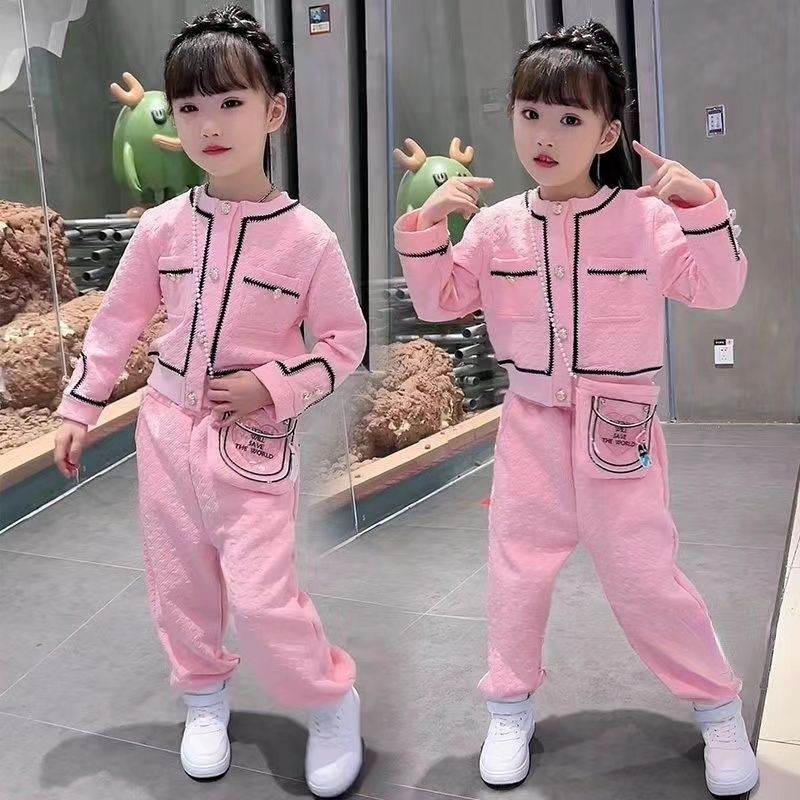 女童套裝小女孩衣服秋季2023新款洋氣網紅兒童兩件套女寶寶春秋裝