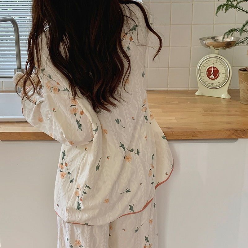 日系睡衣女春秋季款學生長袖網紅風甜美可愛秋天可外穿家居服套裝