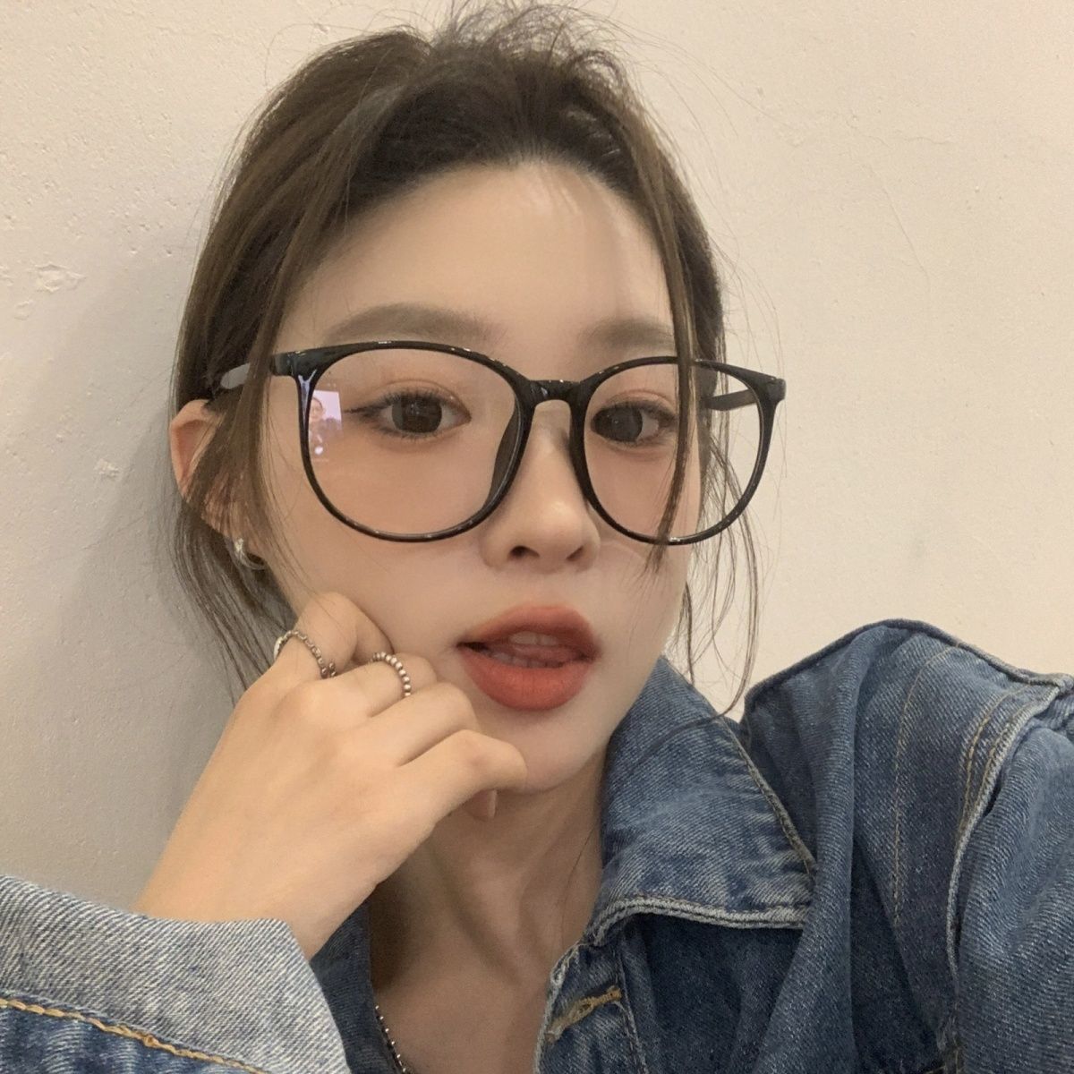 Oversized frame glasses for women with big faces, slimming black frame myopia glasses, can be equipped with prescription lenses, anti-blue light decorative glasses frames