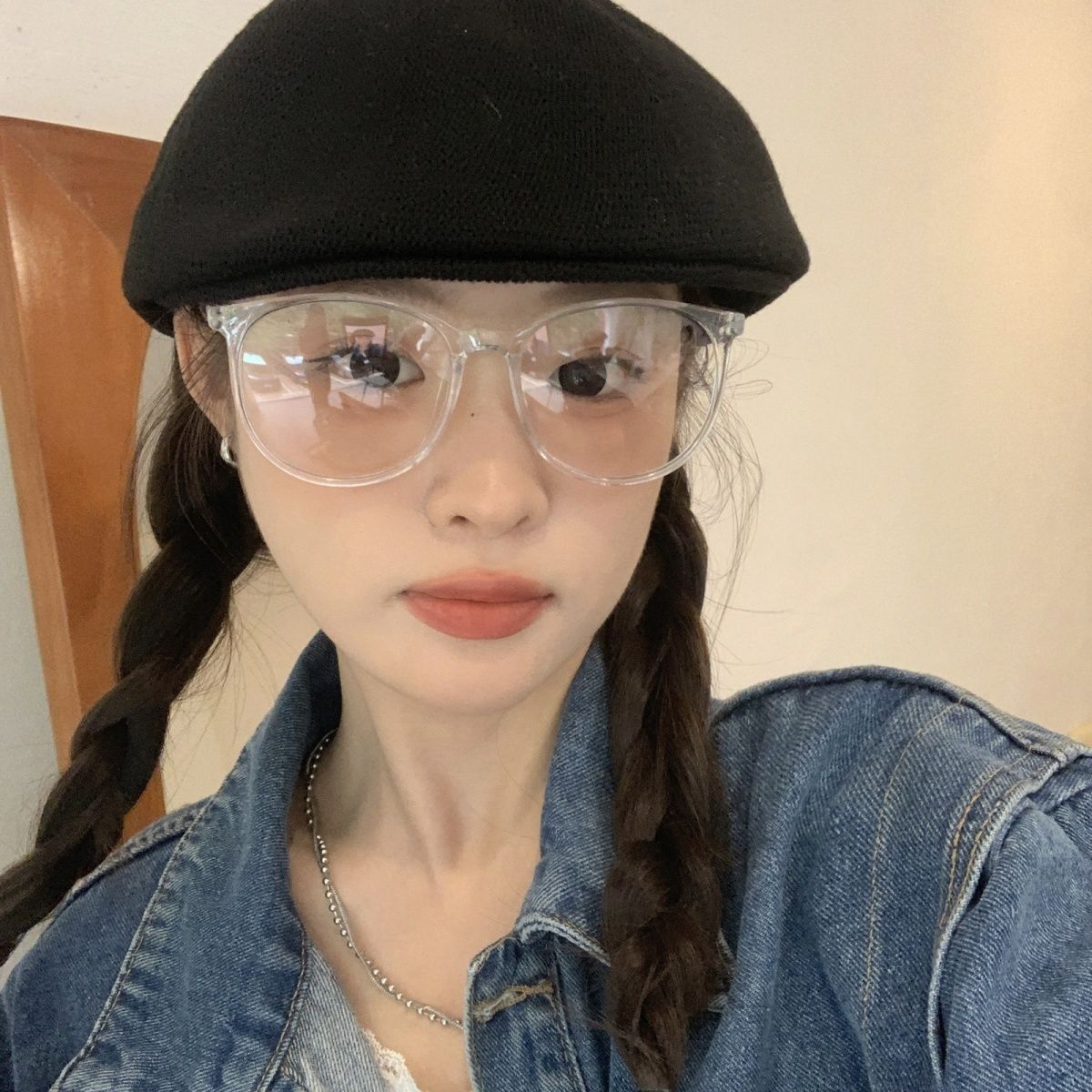 Oversized frame glasses for women with big faces, slimming black frame myopia glasses, can be equipped with prescription lenses, anti-blue light decorative glasses frames