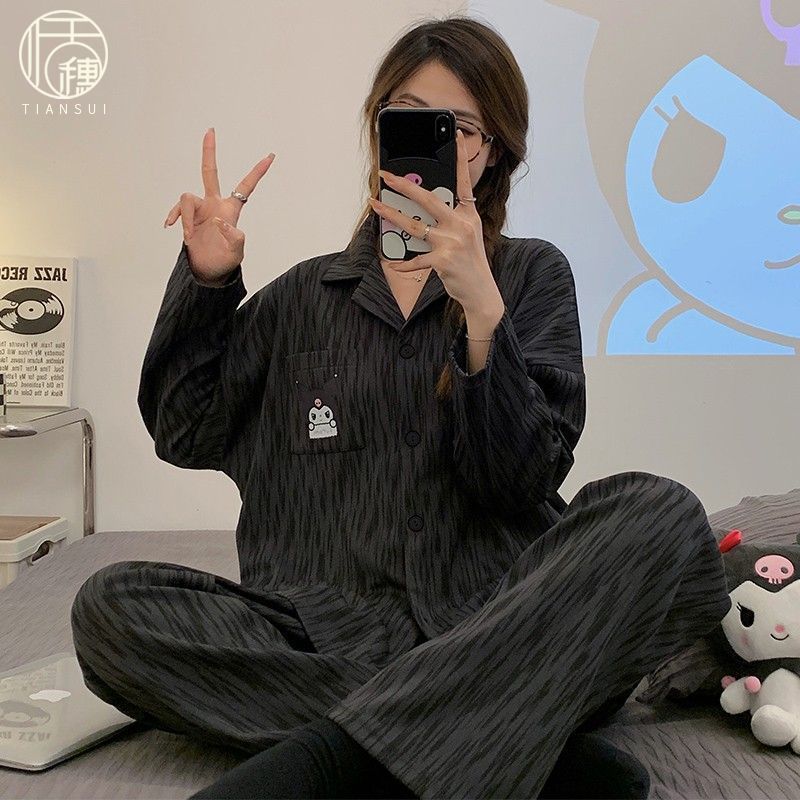 春秋季2023年新款天睡衣女庫洛米卡通網紅風大碼家居服可外穿長袖