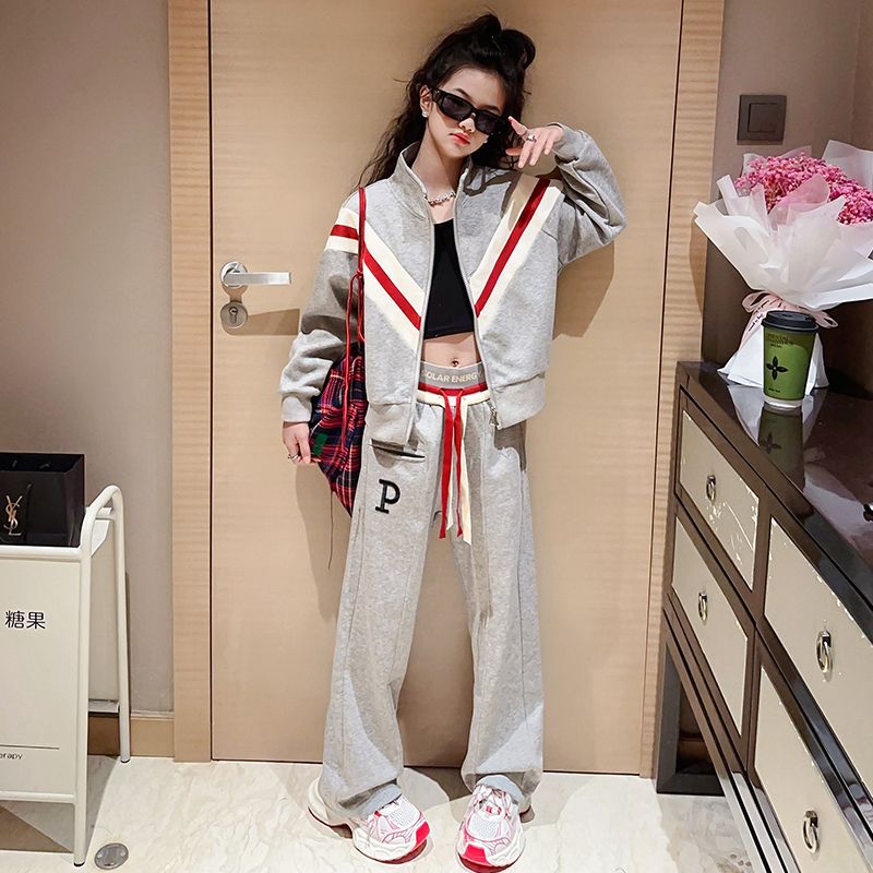 女童秋裝套裝2023新款洋氣秋季網紅中大童十歲女裝春秋運動兩件套