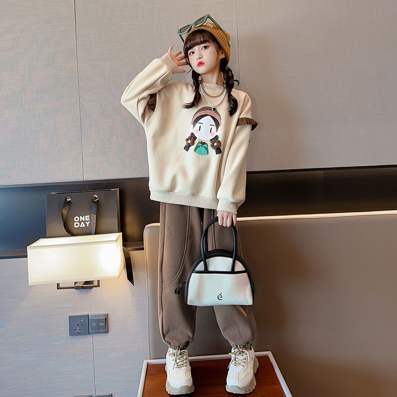 女童秋裝衛衣套裝春秋2023新款洋氣秋季女孩中大兒童裝秋天兩件套