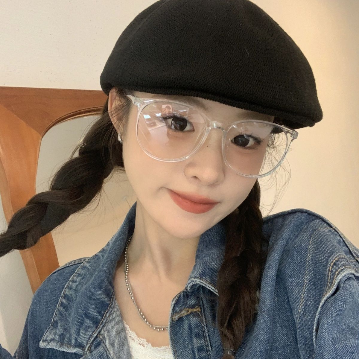 Oversized frame glasses for women with big faces, slimming black frame myopia glasses, can be equipped with prescription lenses, anti-blue light decorative glasses frames