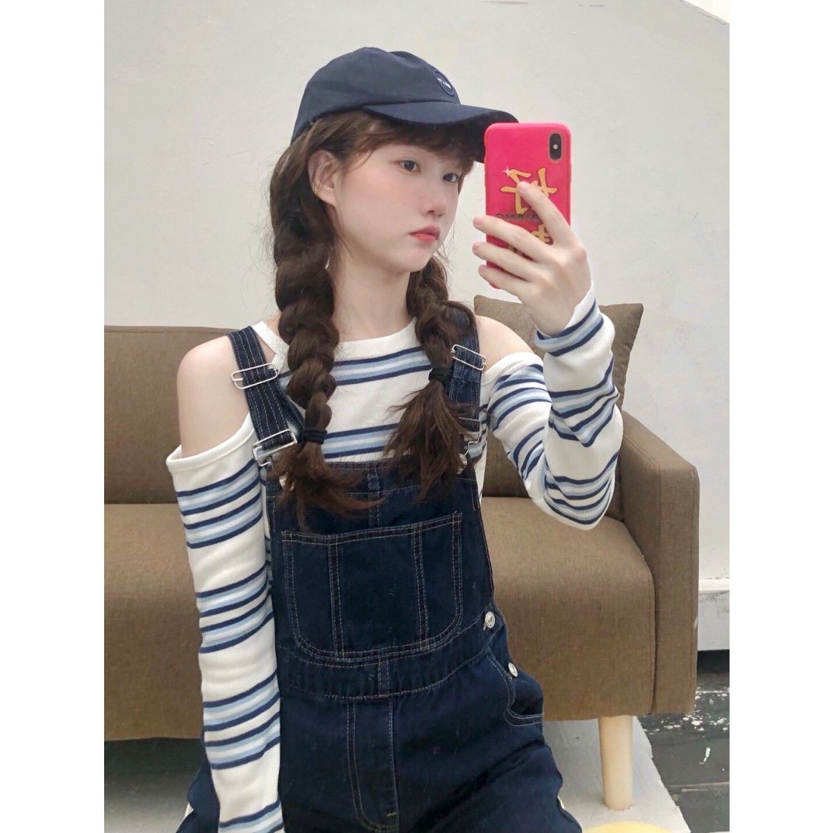 鹽系牛仔背帶褲女春秋2023新款寬鬆設計感洋氣減齡顯瘦闊腿連體褲