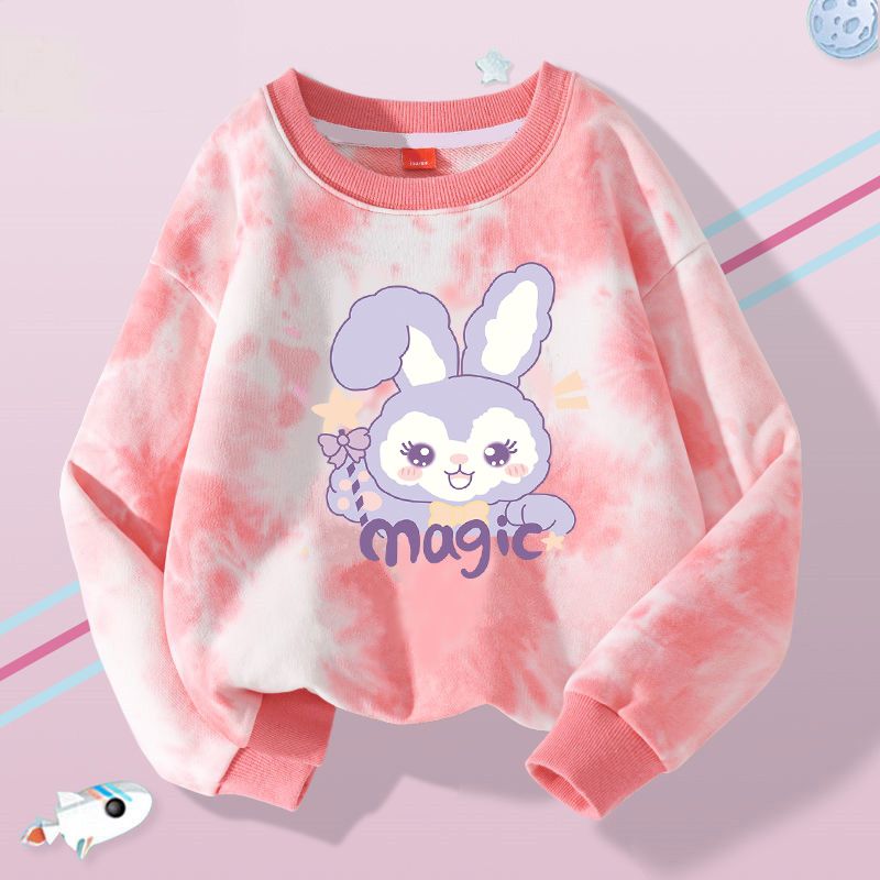 Girls' sweatshirts spring and autumn  new trendy tie-dye children's autumn long-sleeved T-shirts girls' style pullovers