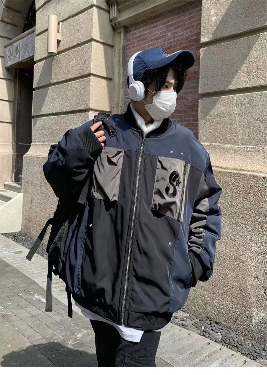 Men's Pilot Jacket American Street Style Patchwork Cotton Coat_voghion.com