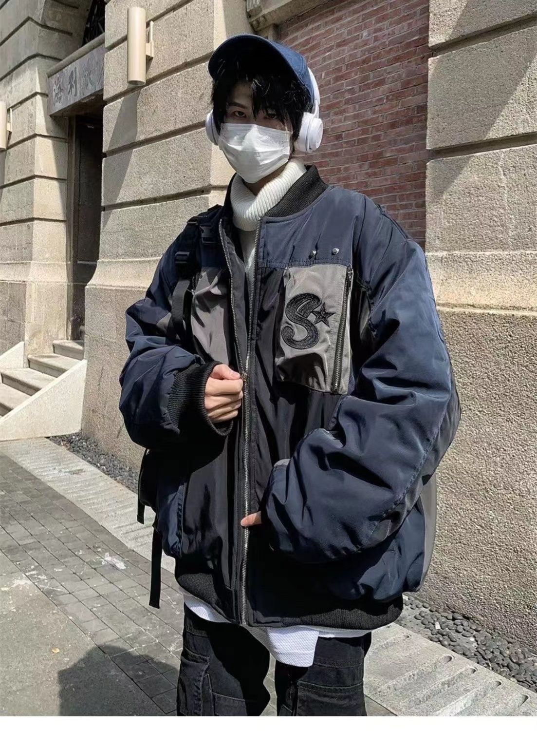 Men's Pilot Jacket American Street Style Patchwork Cotton Coat_voghion.com