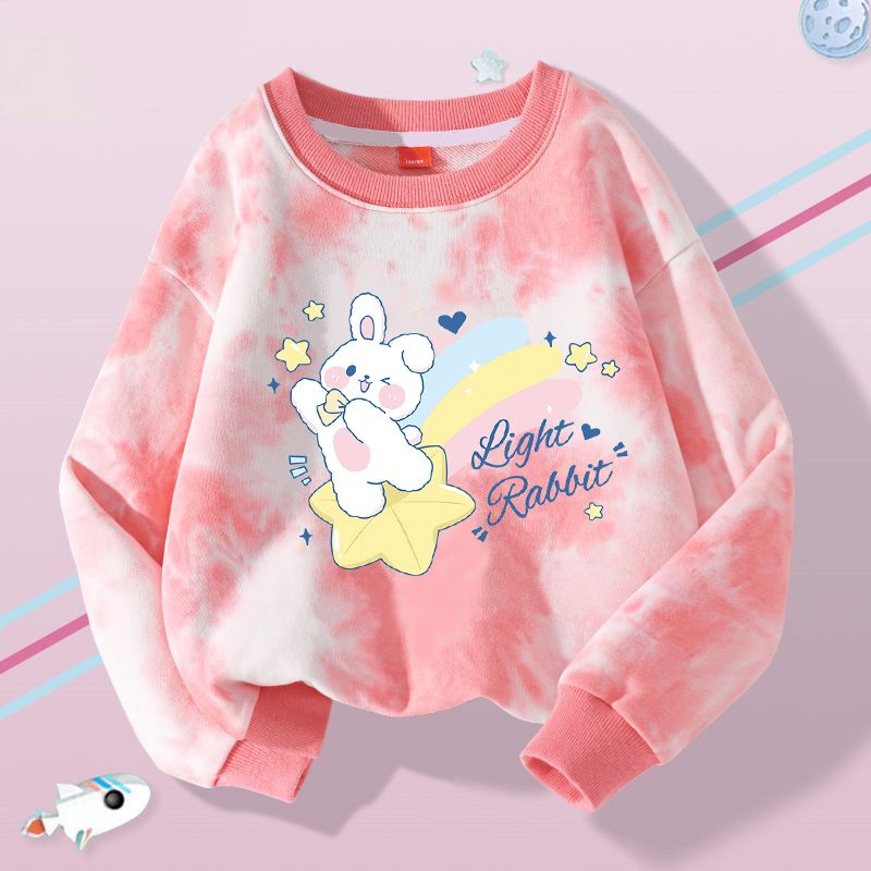 Girls' sweatshirts spring and autumn  new trendy tie-dye children's autumn long-sleeved T-shirts girls' style pullovers