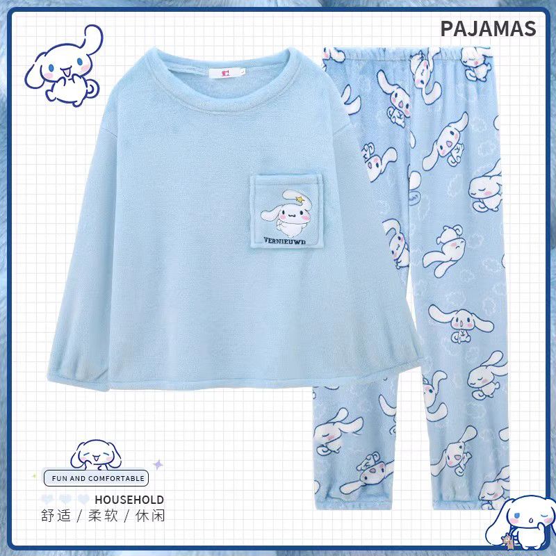 加絨加厚珊瑚絨睡衣女保暖ins風冬季新款家居服網紅爆款兩件套裝