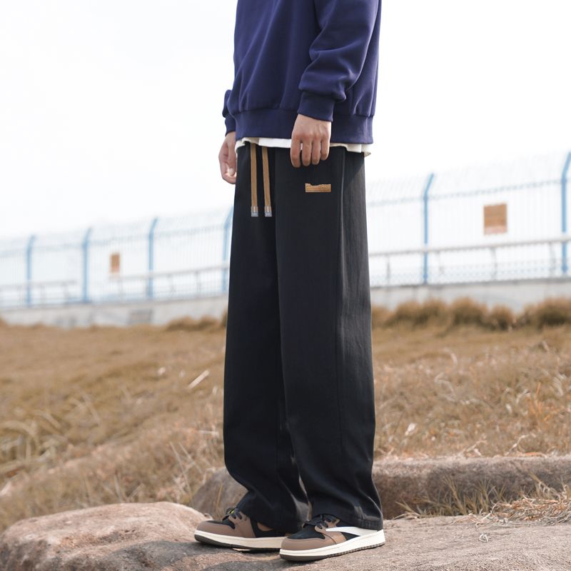 工裝褲子男士春秋款純棉寬鬆直筒長褲男生夏季薄款潮牌休閒九分褲