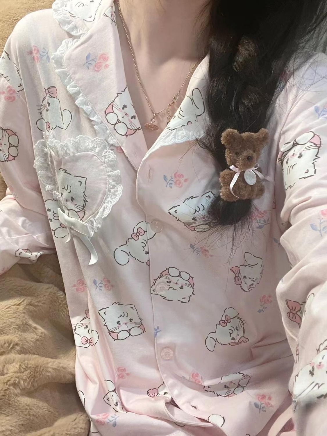 日系可愛mikko睡衣女春秋季新款長袖長褲甜美少女卡通家居服套裝