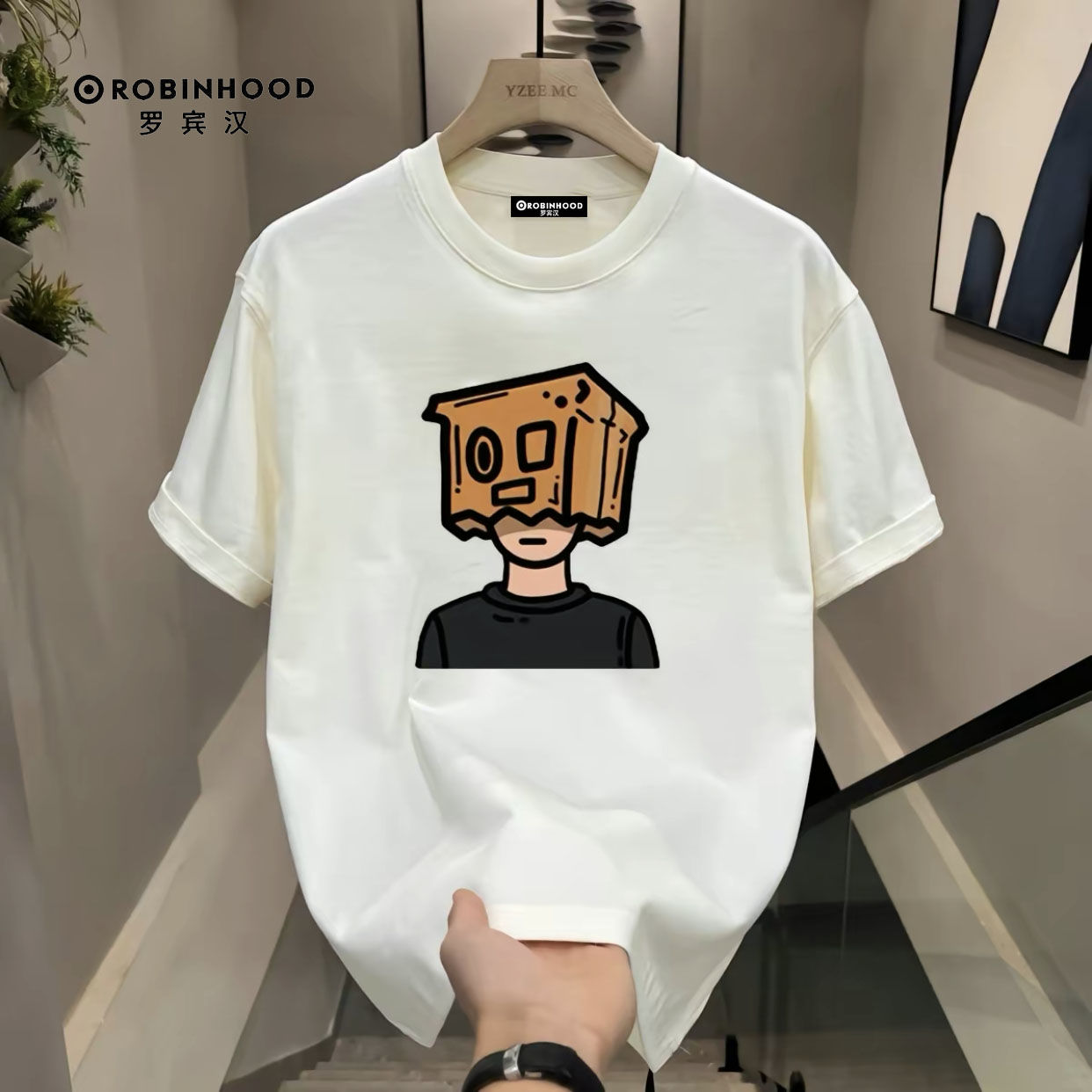 羅賓漢100%純棉短袖T恤男女ins風寬鬆簡約百搭上衣潮牌情侶裝T恤