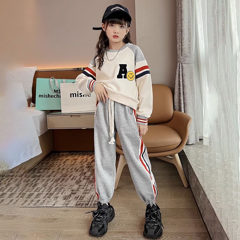 女童秋装套装2023新款韩版女孩时髦儿童网红中大童春秋运动两件套
