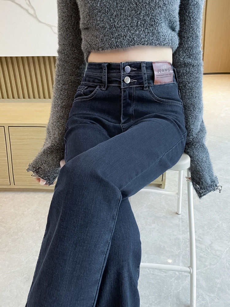 YSYOURS直筒牛仔褲女春秋2023新款顯瘦高腰法棍九分小個子煙管褲