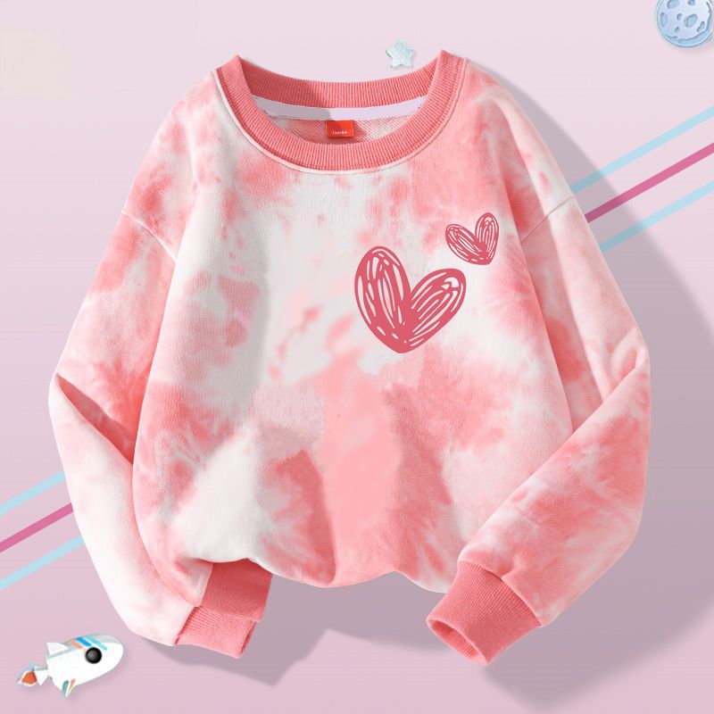 Girls' sweatshirts spring and autumn  new trendy tie-dye children's autumn long-sleeved T-shirts girls' style pullovers