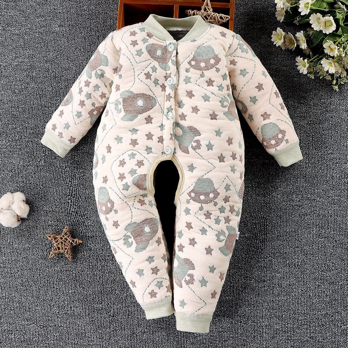 秋冬款新生兒衣服春秋嬰幼兒加厚開襠連體衣寶寶純棉秋季衣服a類