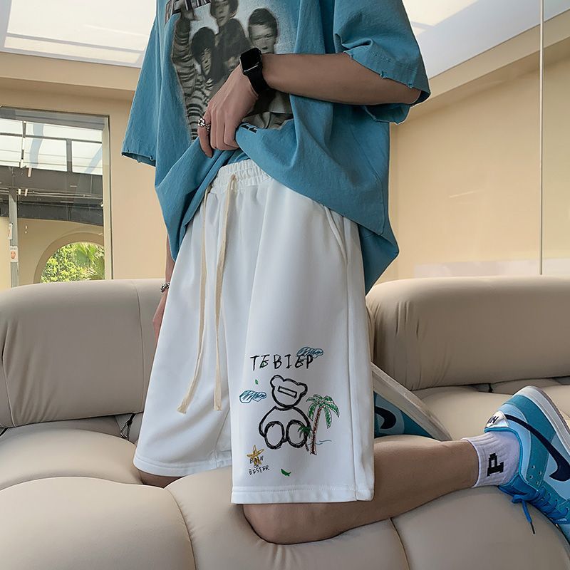 冰絲美式短褲男夏季薄款寬鬆胖子大碼籃球運動褲潮流休閒五分褲子