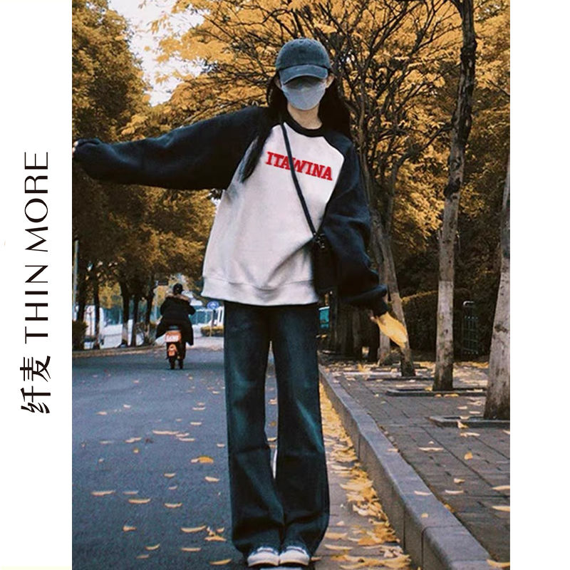 Fianmai 380G heavyweight loose retro hooded raglan sleeve sweatshirt for women spring and autumn new plus velvet thick lazy style top