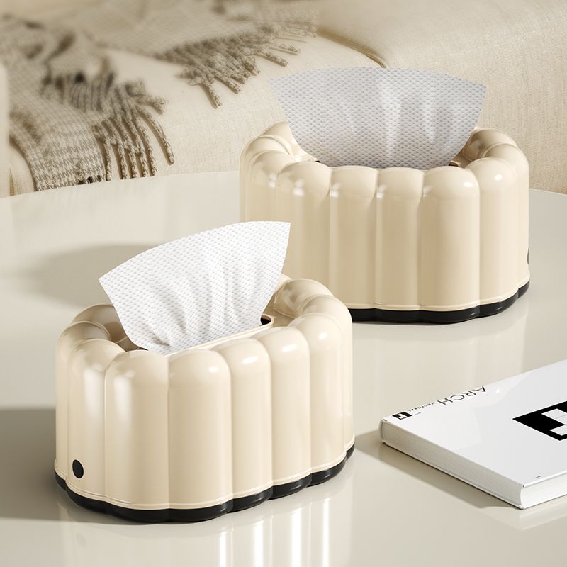 奶油风面包云朵纸巾盒创意弹簧抽纸盒简约北欧桌面收纳餐巾纸盒