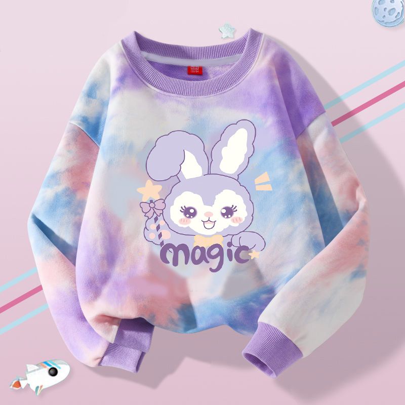 Girls' sweatshirts spring and autumn  new trendy tie-dye children's autumn long-sleeved T-shirts girls' style pullovers