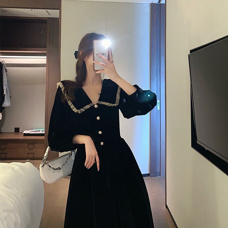 大碼胖MM溫柔2023連衣裙女赫本風法式初戀仙洋氣女裝打底外穿早秋