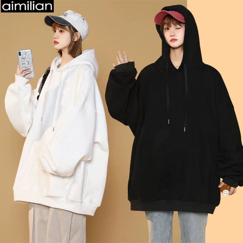 aimilian heavyweight sweatshirt new women's autumn and winter Hong Kong style oversize couple's coat loose hoodie