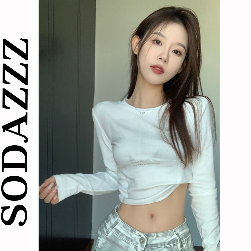 美式復古辣妹短款別致甜辣上衣設計感小眾長袖t恤打底衫女春秋季
