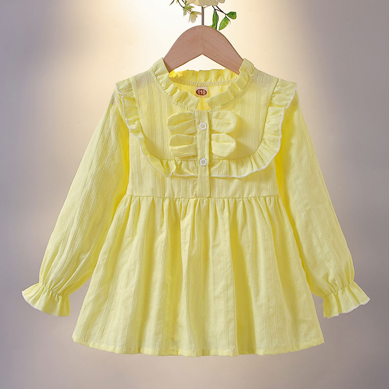 Girls' shirts  new style Korean style baby spring and autumn tops children's autumn bottoming shirts puff sleeves long sleeves